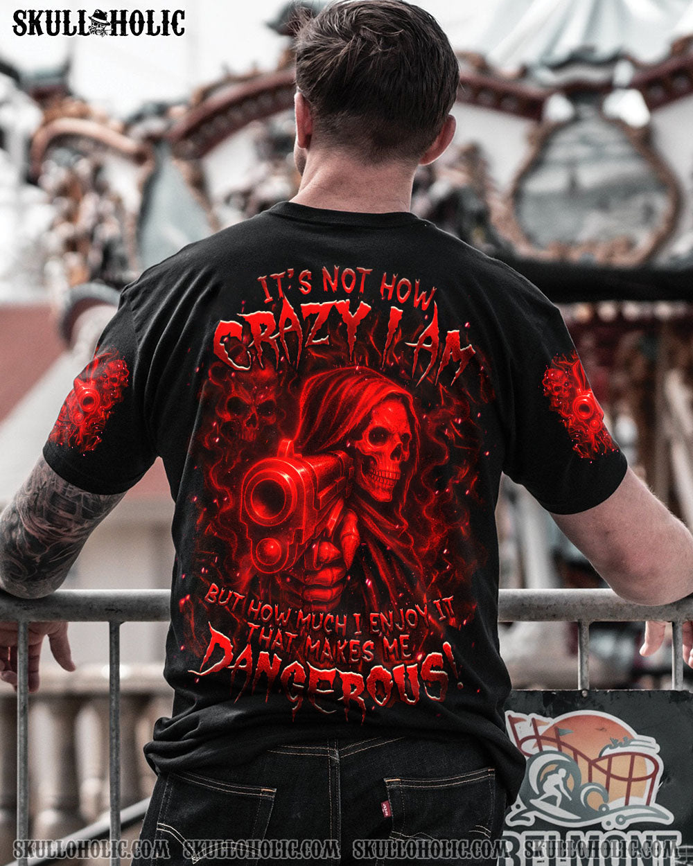 BLISSCORNERS IT'S NOT HOW CRAZY I AM REAPER SKULL ALL OVER PRINT