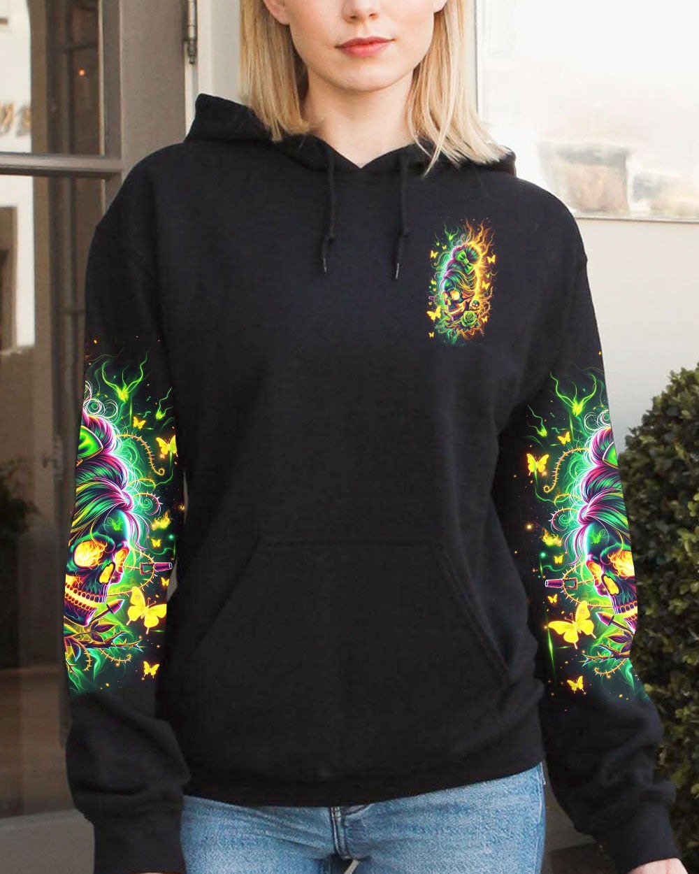 BLISSCORNERS THIS GIRL MESSY BUN SKULL ALL OVER PRINT