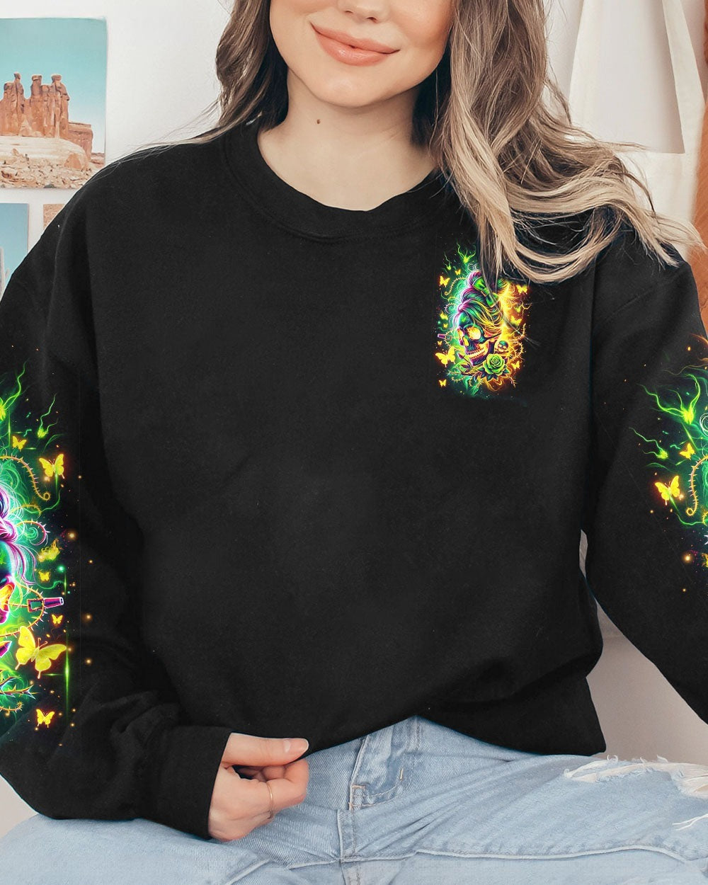 BLISSCORNERS THIS GIRL MESSY BUN SKULL ALL OVER PRINT