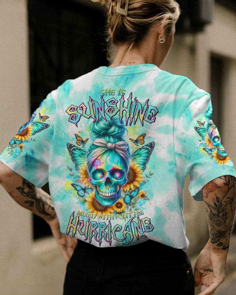 BLISSCORNERS ONE DAY I'M GONNA JUST SAY MESSY BUN SKULL ALL OVER PRINT