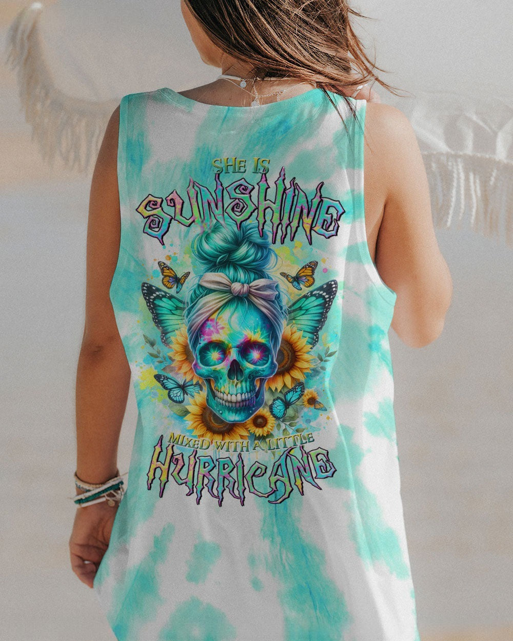 BLISSCORNERS ONE DAY I'M GONNA JUST SAY MESSY BUN SKULL ALL OVER PRINT