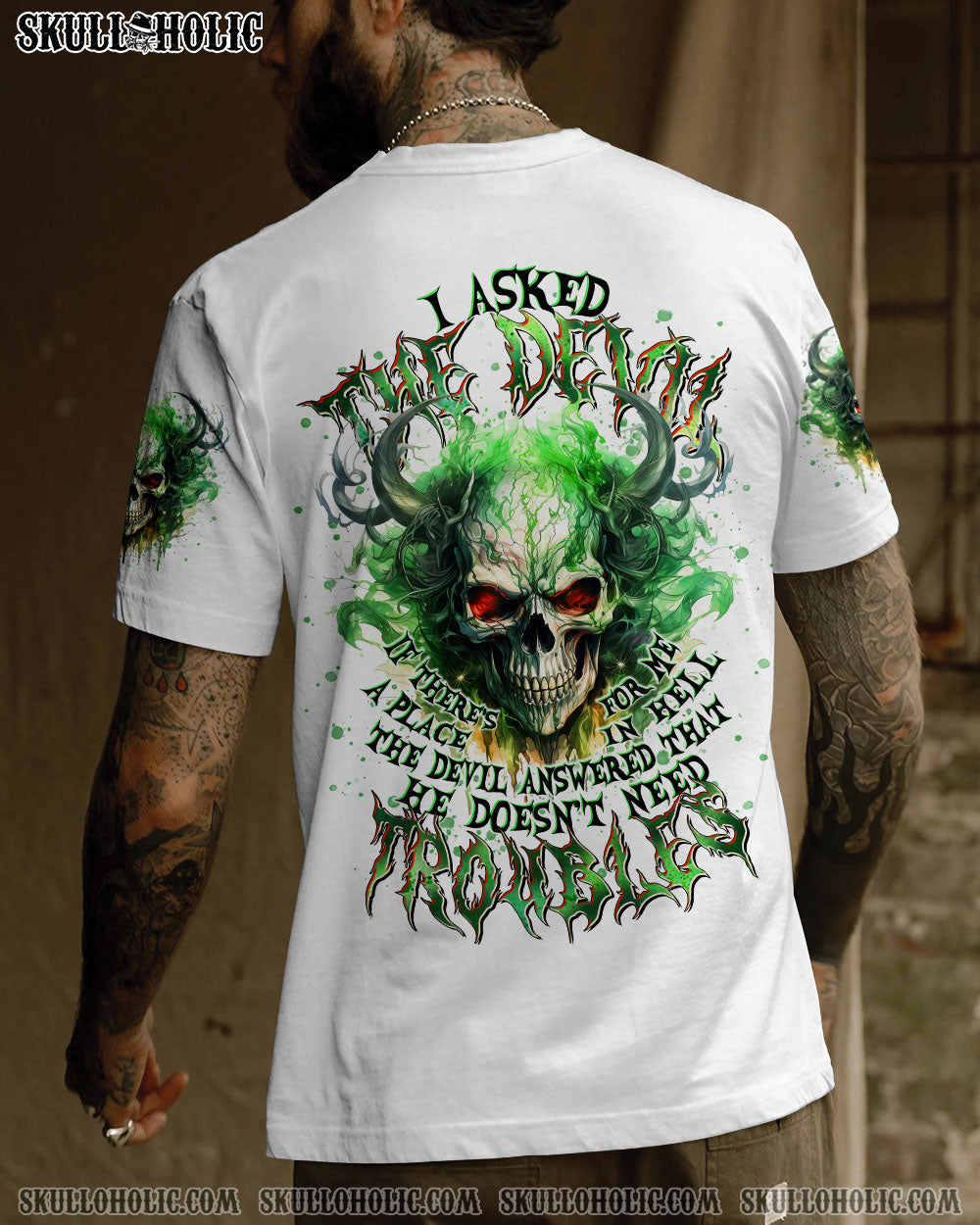 BLISSCORNERS I ASKED THE DEVIL SKULL DEMON ALL OVER PRINT