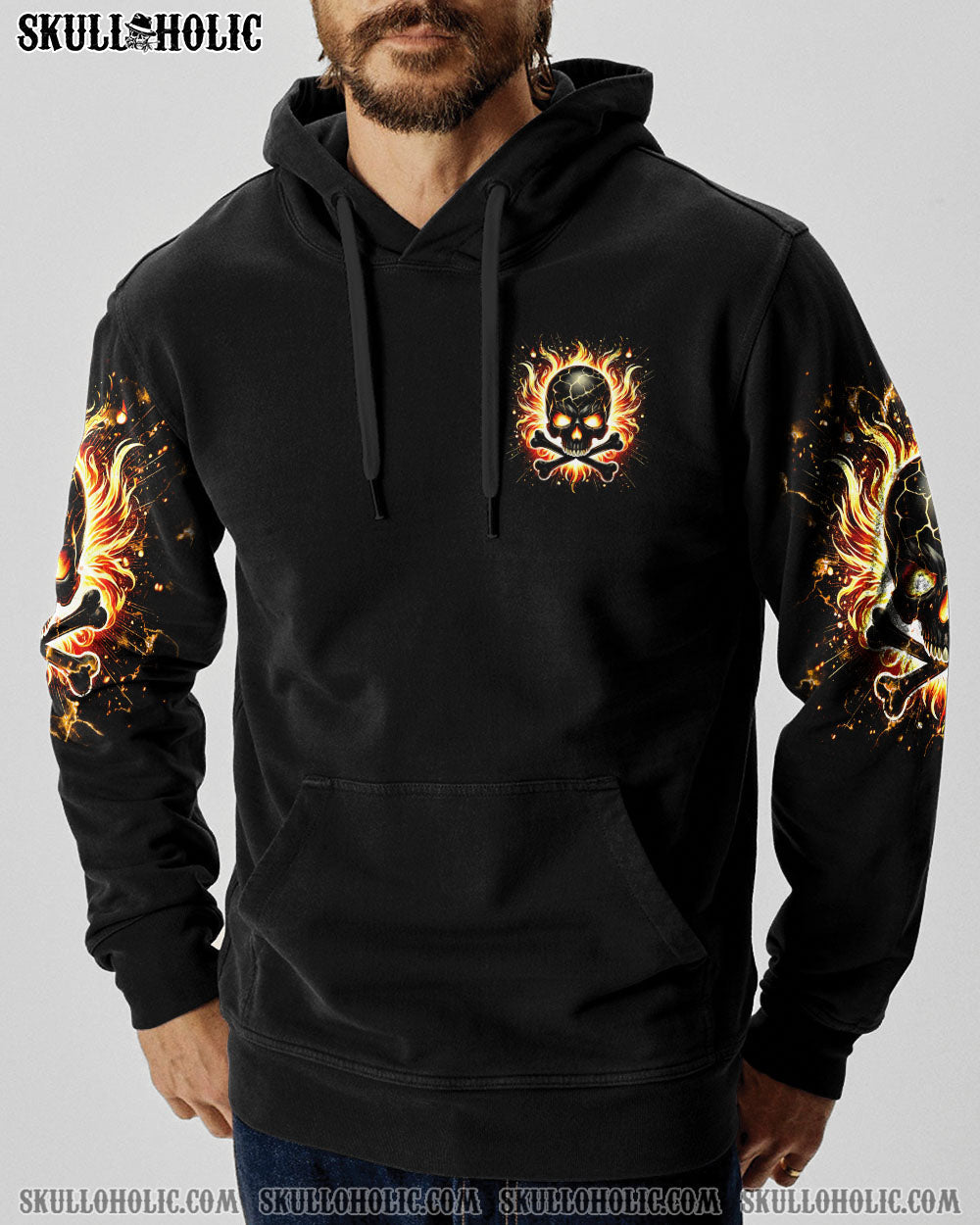 BLISSCORNERS FIGHT ME IF YOU WISH FIRE BONES SKULL ALL OVER PRINT