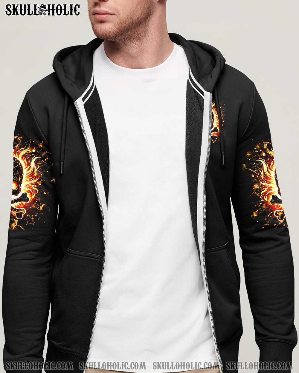 BLISSCORNERS FIGHT ME IF YOU WISH FIRE BONES SKULL ALL OVER PRINT