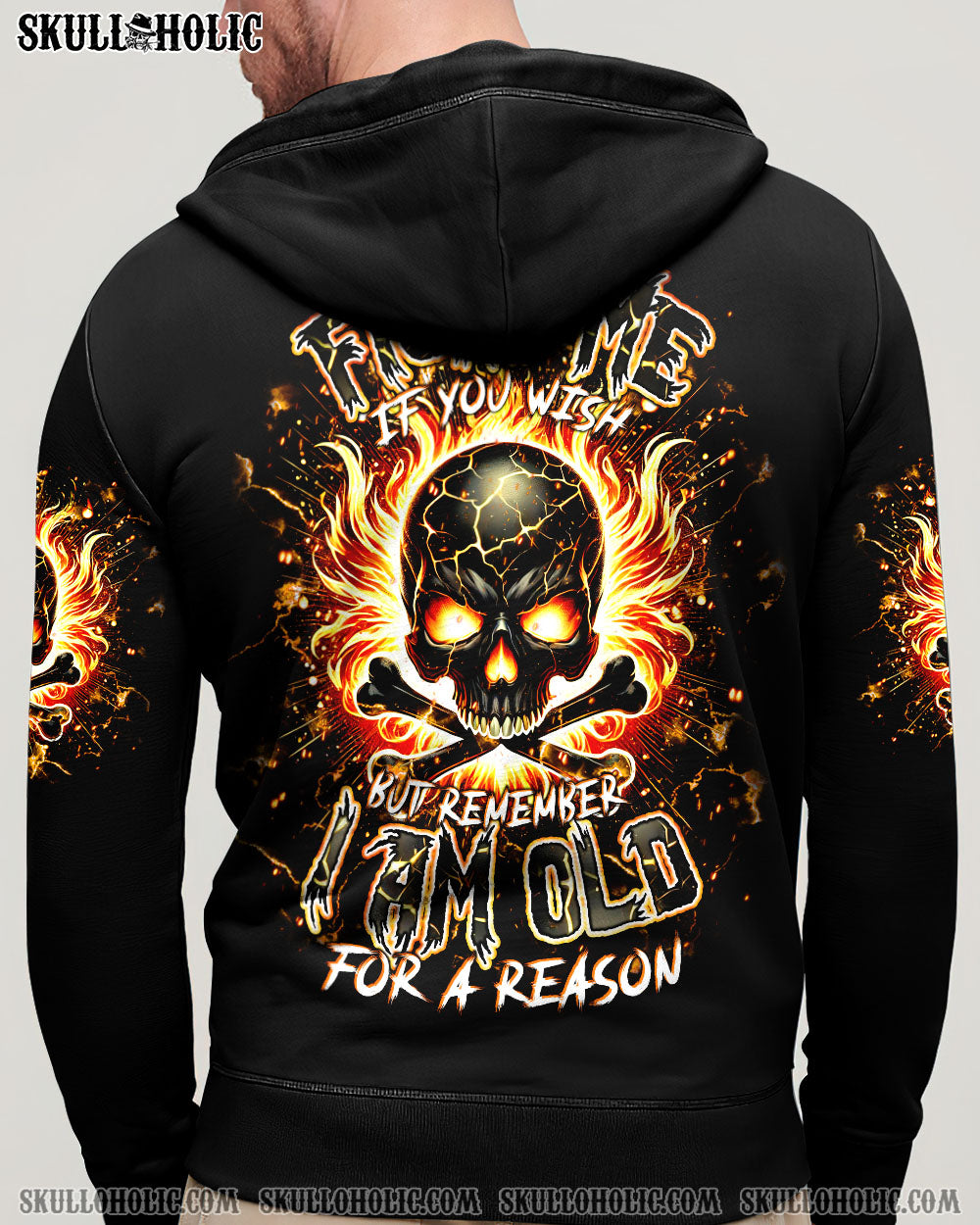 BLISSCORNERS FIGHT ME IF YOU WISH FIRE BONES SKULL ALL OVER PRINT
