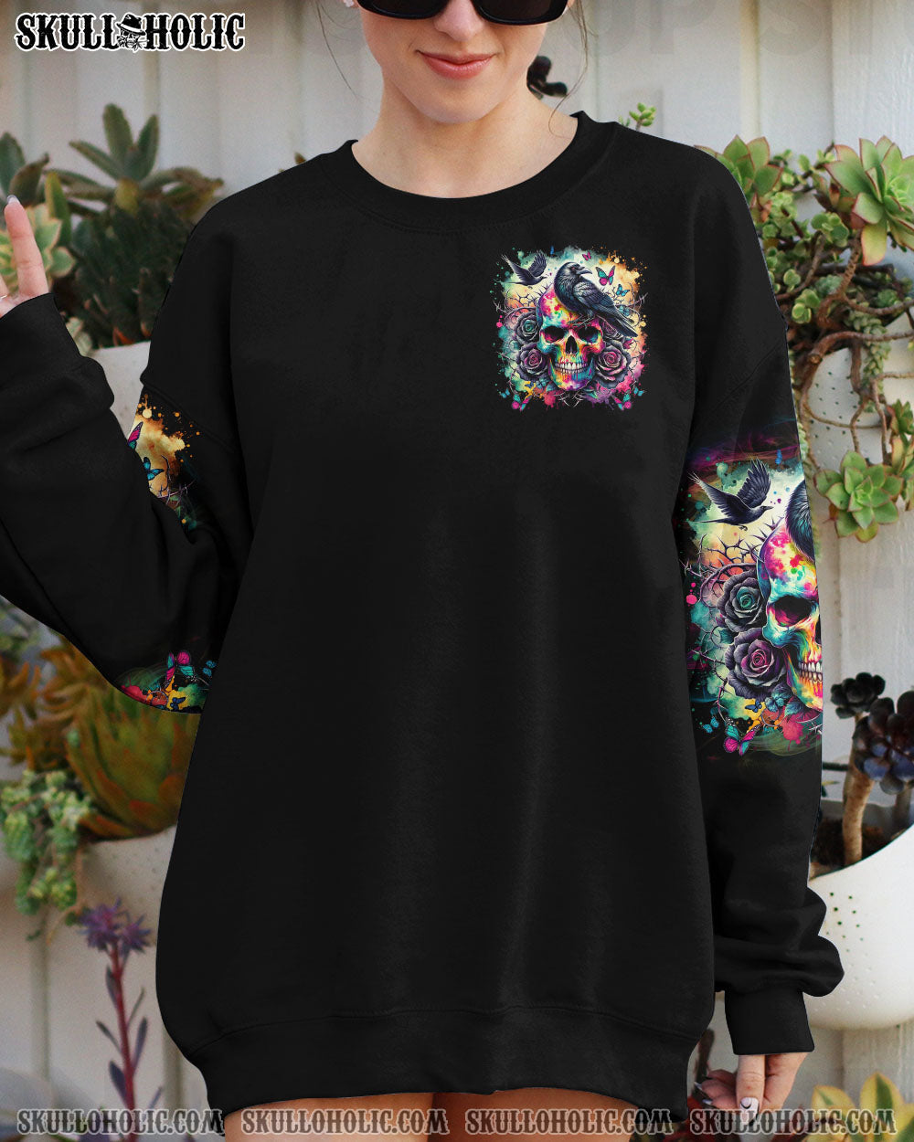 BLISSCORNERS AND I WAS IN THE DARKNESS SKULL RAVEN ALL OVER PRINT
