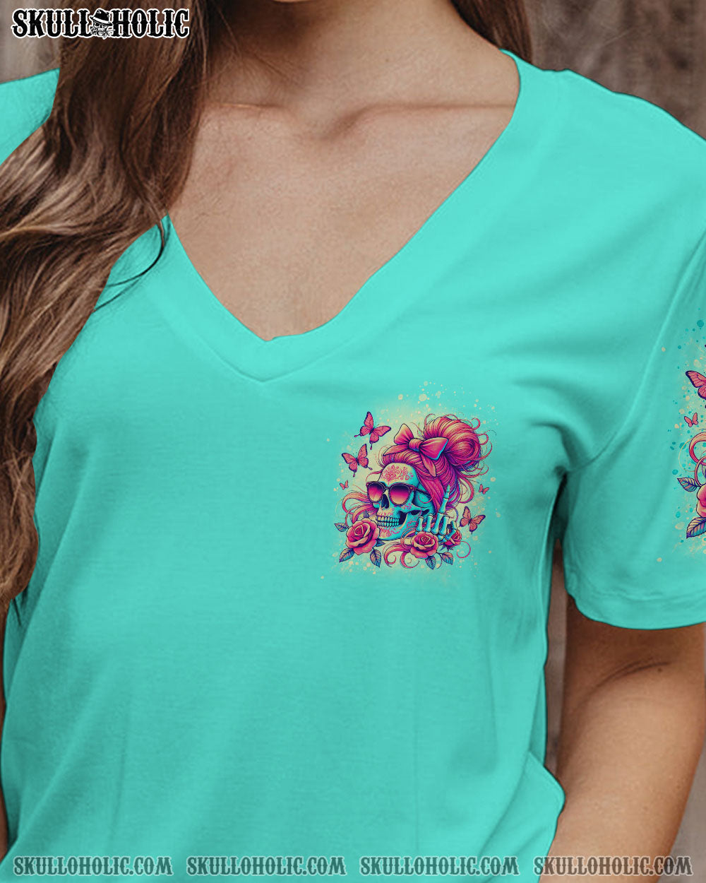 BLISSCORNERS DON'T TEST ME MESSY BUN SKULL ALL OVER PRINT