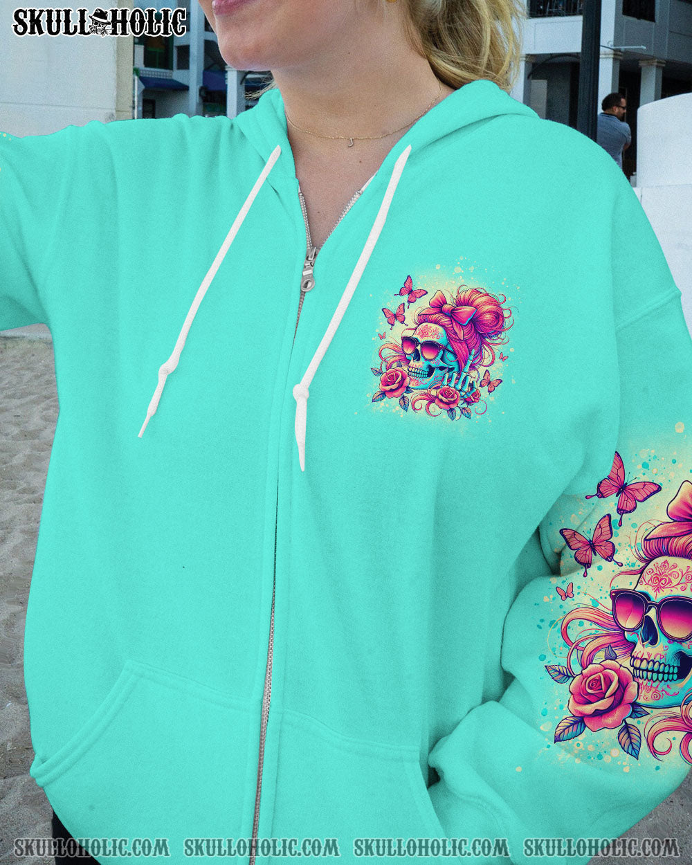 BLISSCORNERS DON'T TEST ME MESSY BUN SKULL ALL OVER PRINT