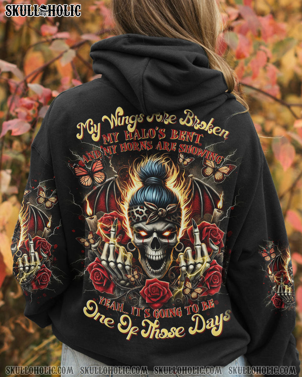 BLISSCORNERS SHE IS SUNSHINE MESSY BUN SKULL ALL OVER PRINT