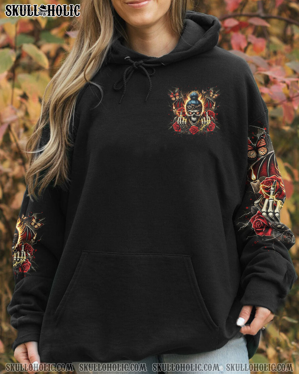BLISSCORNERS SHE IS SUNSHINE MESSY BUN SKULL ALL OVER PRINT