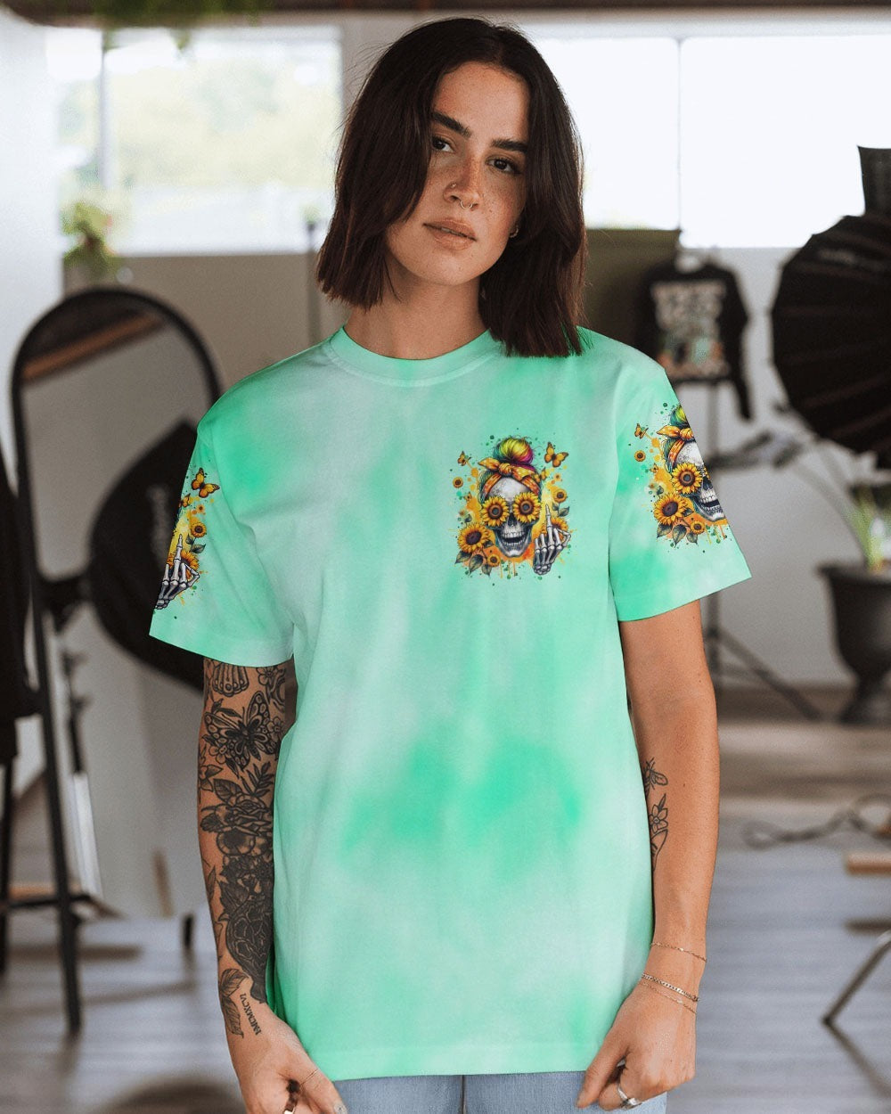 BLISSCORNERS YES I'M A B BUT NOT YOURS MESSY BUN SKULL ALL OVER PRINT