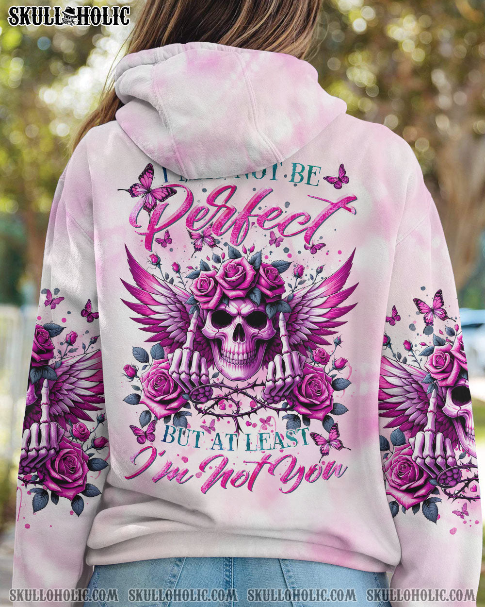 BLISSCORNERS I MAY NOT BE PERFECT SKULL WINGS ALL OVER PRINT