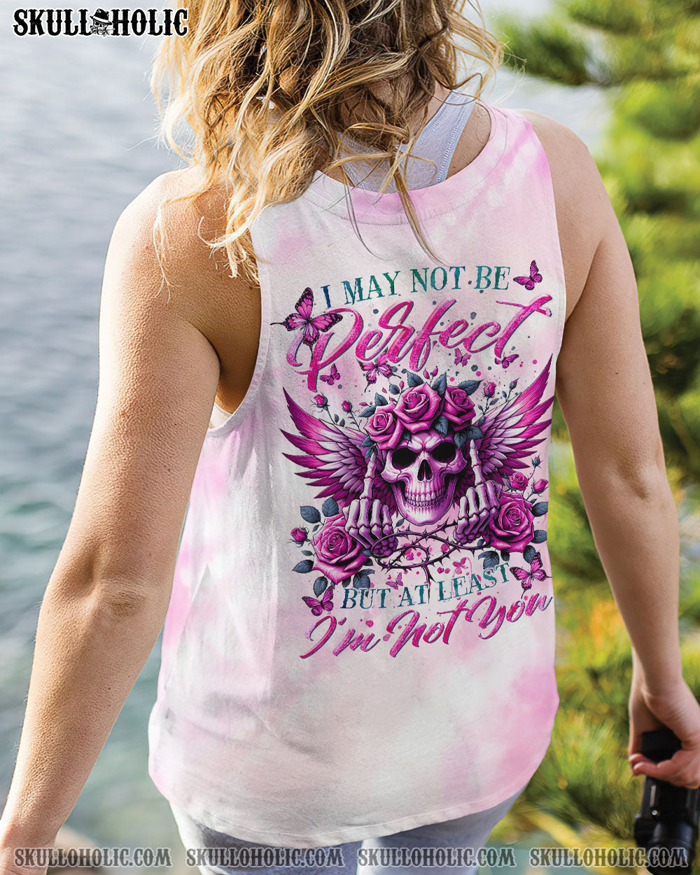 BLISSCORNERS I MAY NOT BE PERFECT SKULL WINGS ALL OVER PRINT