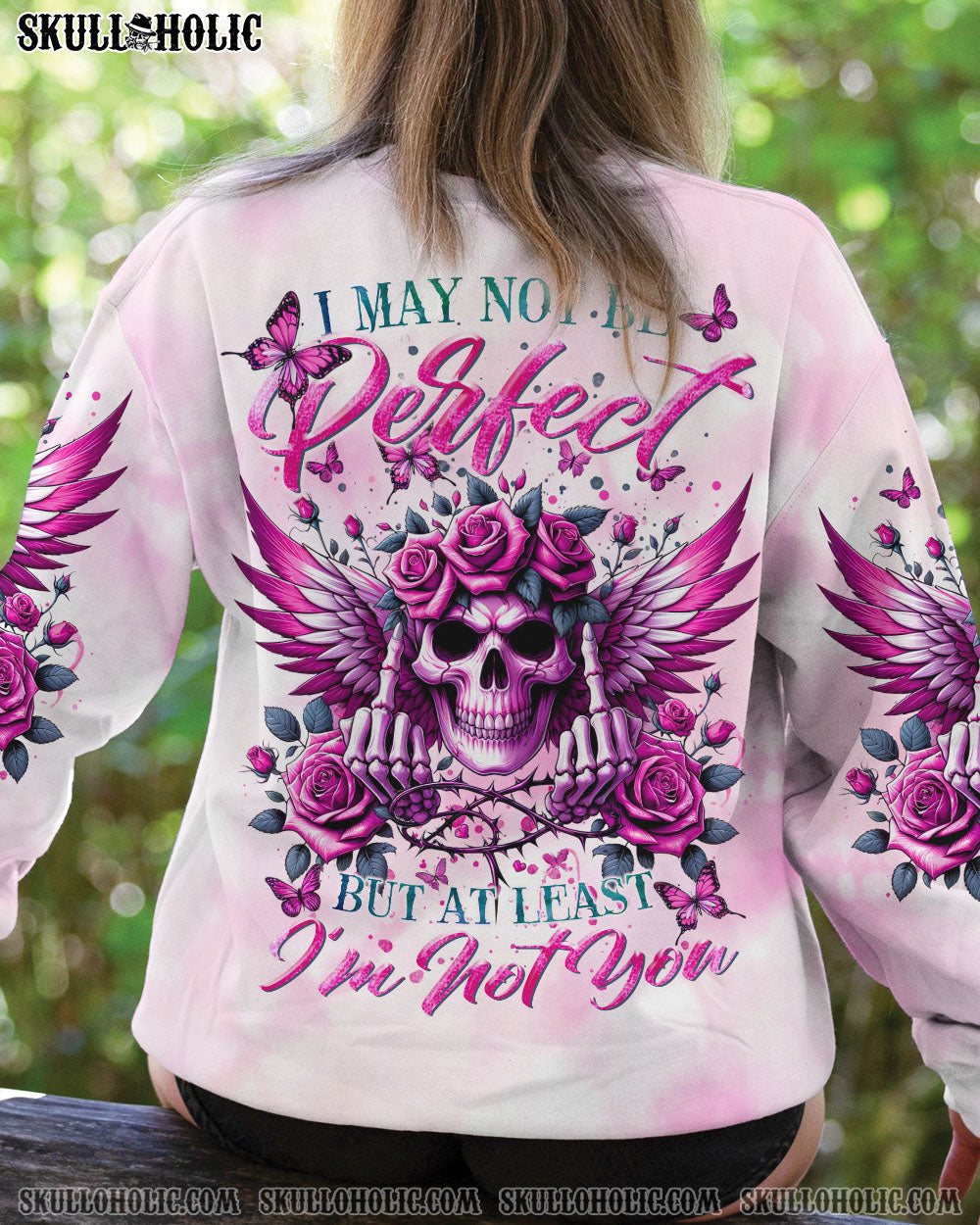BLISSCORNERS I MAY NOT BE PERFECT SKULL WINGS ALL OVER PRINT
