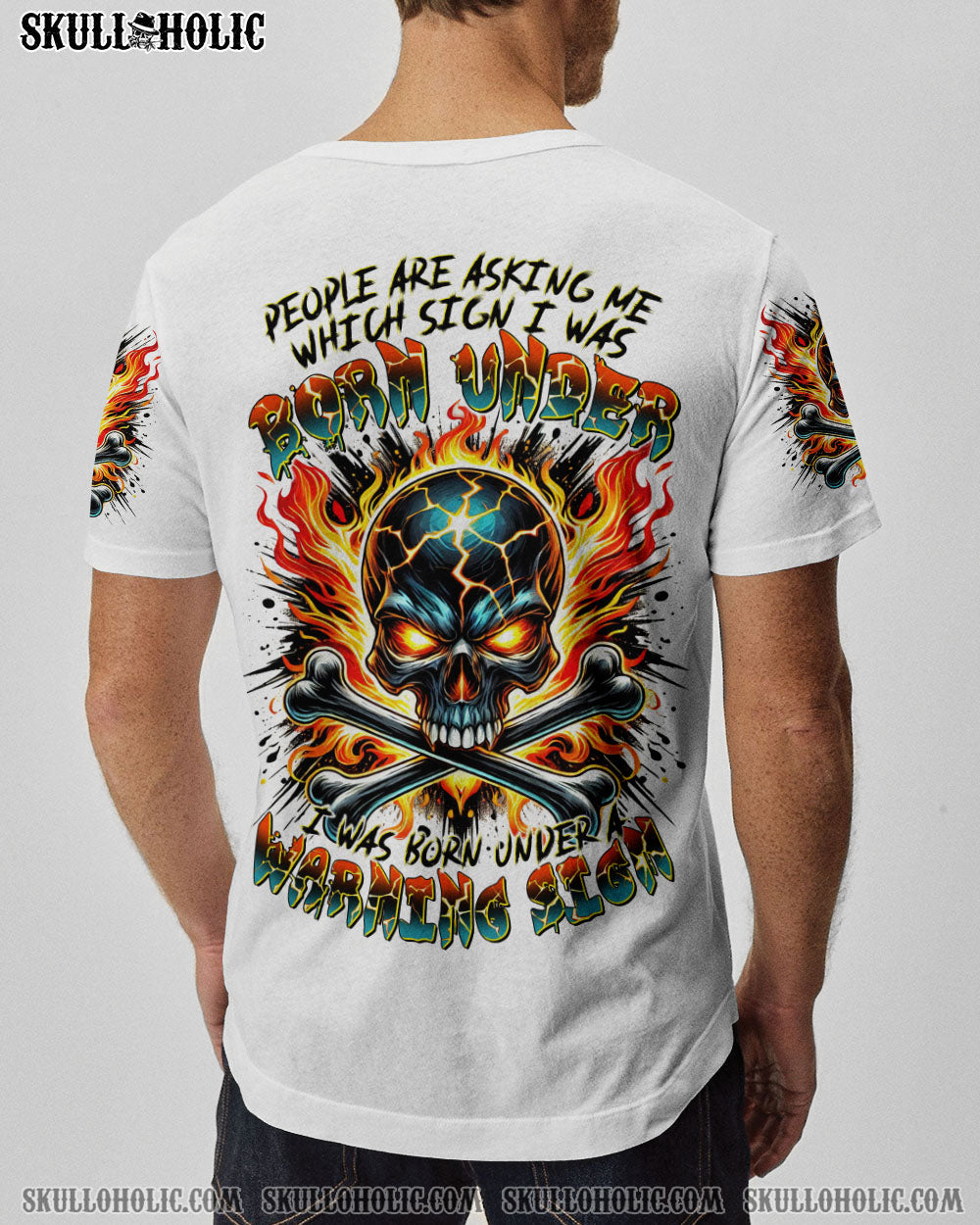 BLISSCORNERS WARNING SIGN SKULL BONES ALL OVER PRINT
