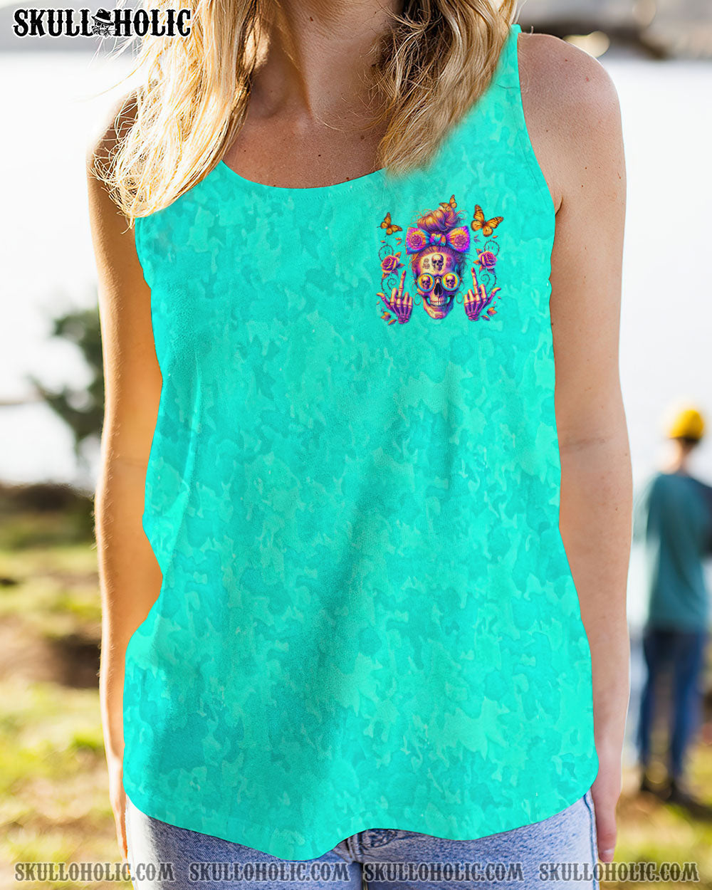 BLISSCORNERS I'M NOT THE SWEET GIRL NEXT DOOR MESSY BUN SKULL ALL OVER PRINT