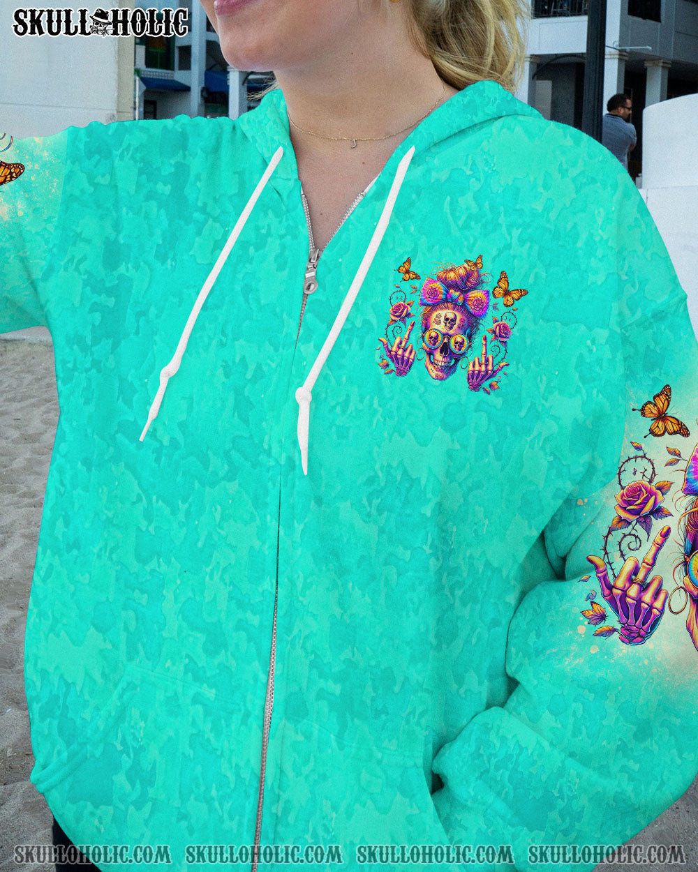 BLISSCORNERS I'M NOT THE SWEET GIRL NEXT DOOR MESSY BUN SKULL ALL OVER PRINT