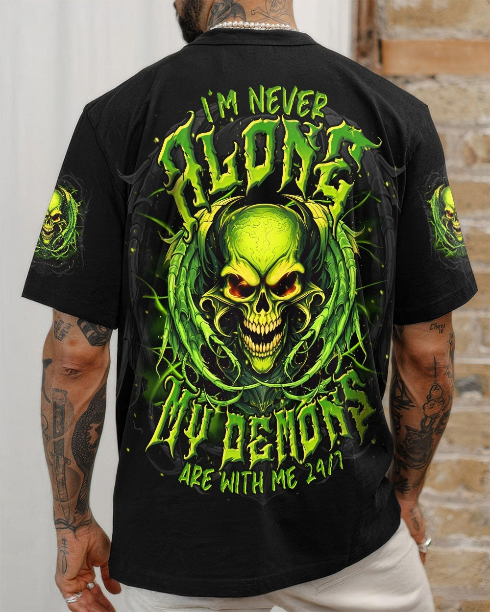 BLISSCORNERS I'M NEVER ALONE SKULL DEMON ALL OVER PRINT