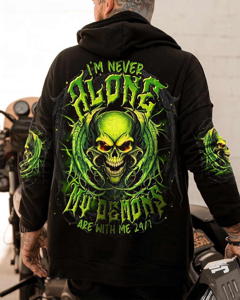 BLISSCORNERS I'M NEVER ALONE SKULL DEMON ALL OVER PRINT