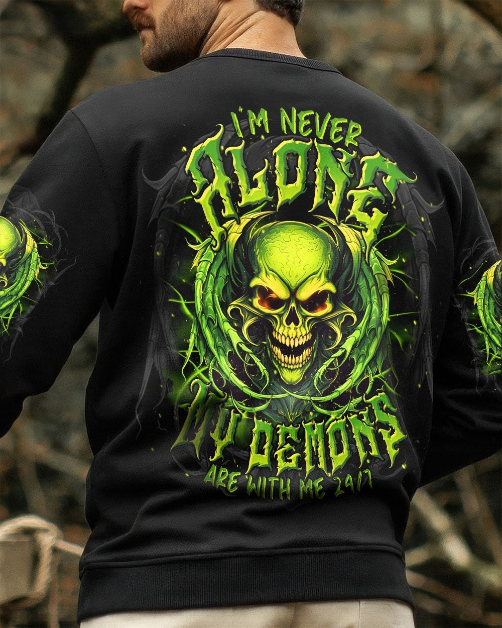 BLISSCORNERS I'M NEVER ALONE SKULL DEMON ALL OVER PRINT
