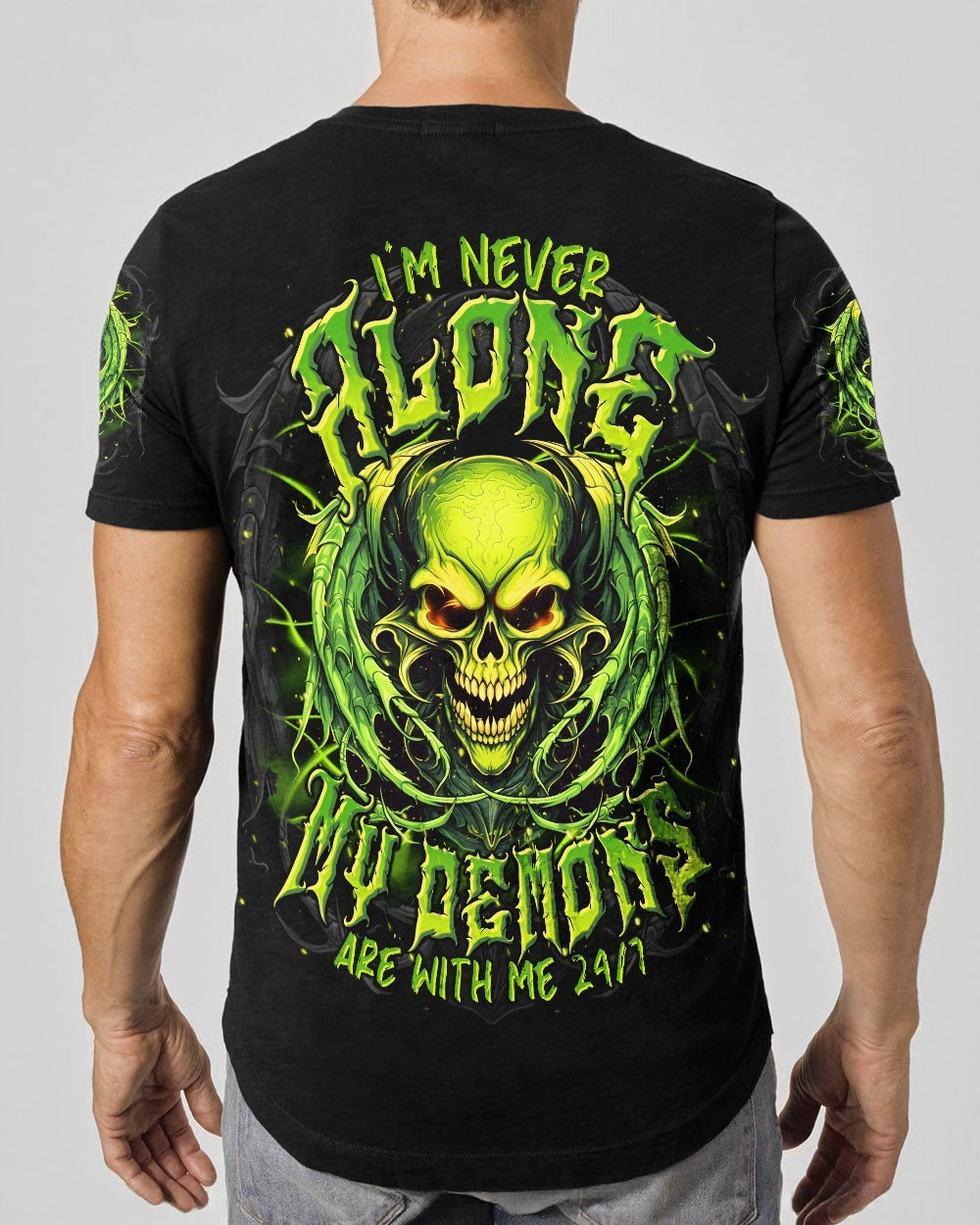 BLISSCORNERS I'M NEVER ALONE SKULL DEMON ALL OVER PRINT