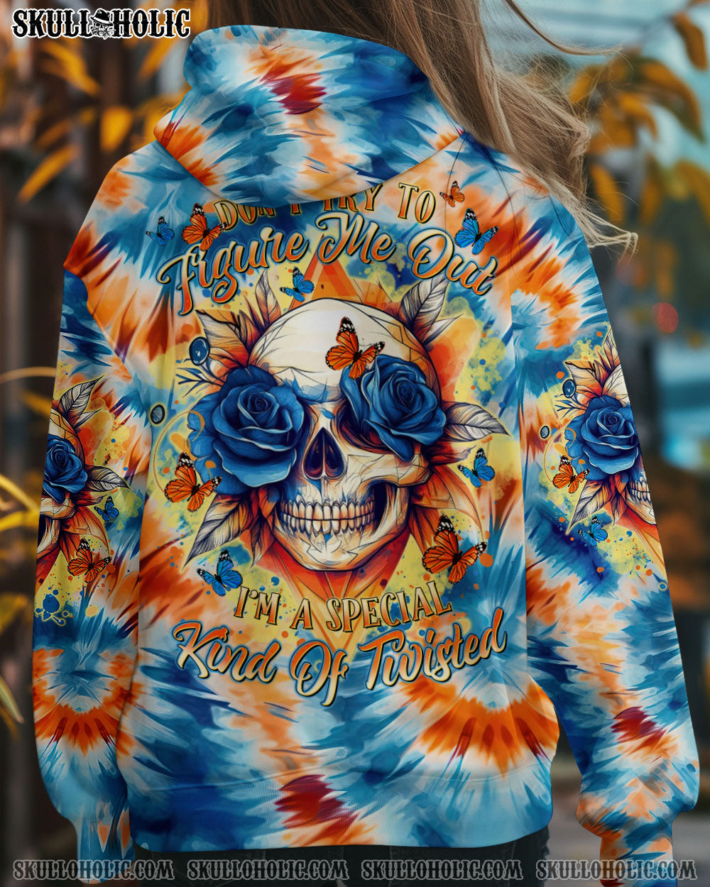 BLISSCORNERS DON'T TRY TO FIGURE ME OUT SKULL FLOWER TIE DYE ALL OVER PRINT -  TLTR1911241