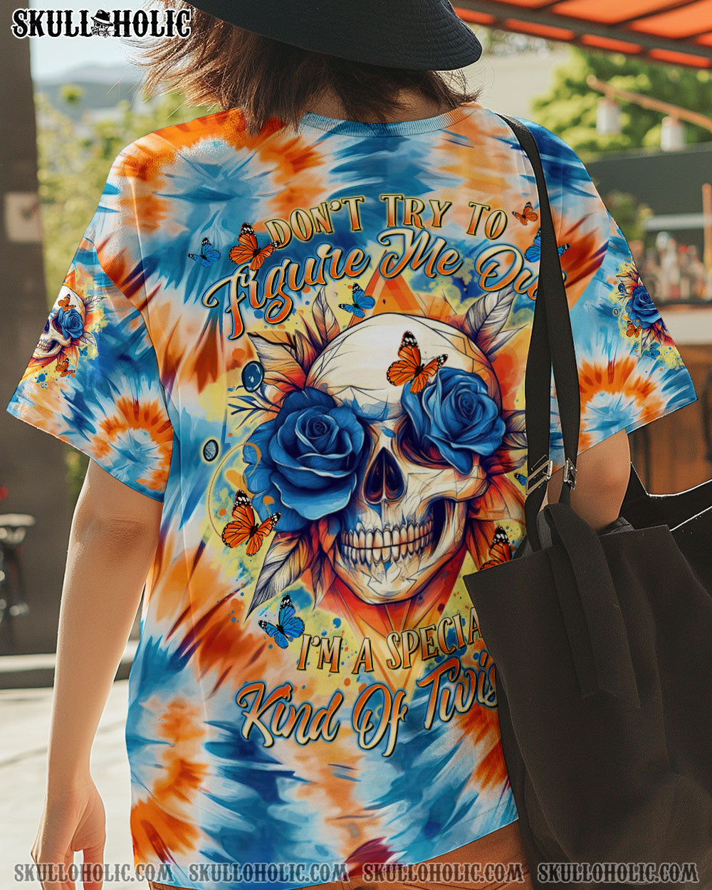 BLISSCORNERS DON'T TRY TO FIGURE ME OUT SKULL FLOWER TIE DYE ALL OVER PRINT -  TLTR1911241
