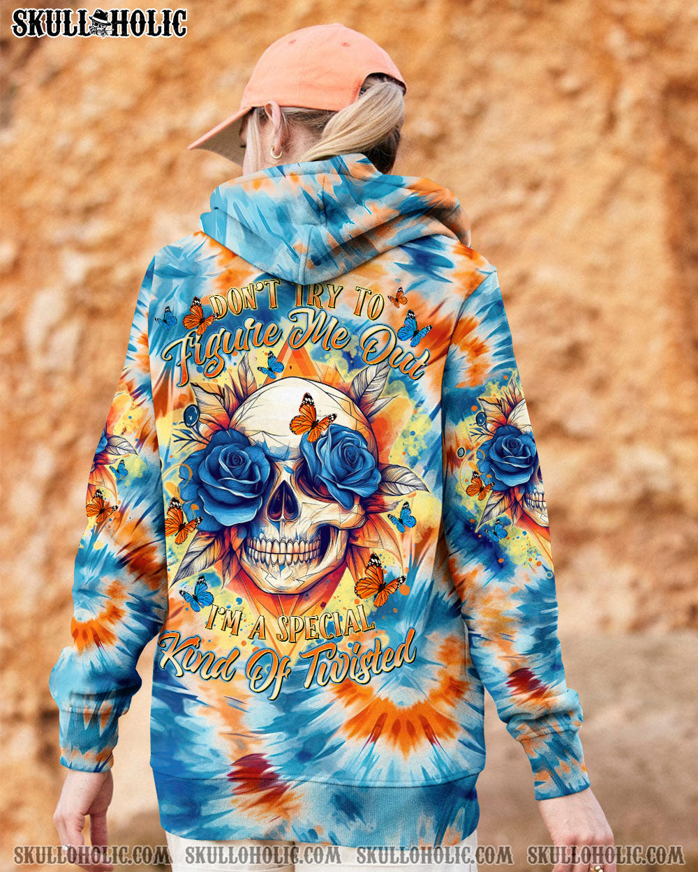 BLISSCORNERS DON'T TRY TO FIGURE ME OUT SKULL FLOWER TIE DYE ALL OVER PRINT -  TLTR1911241