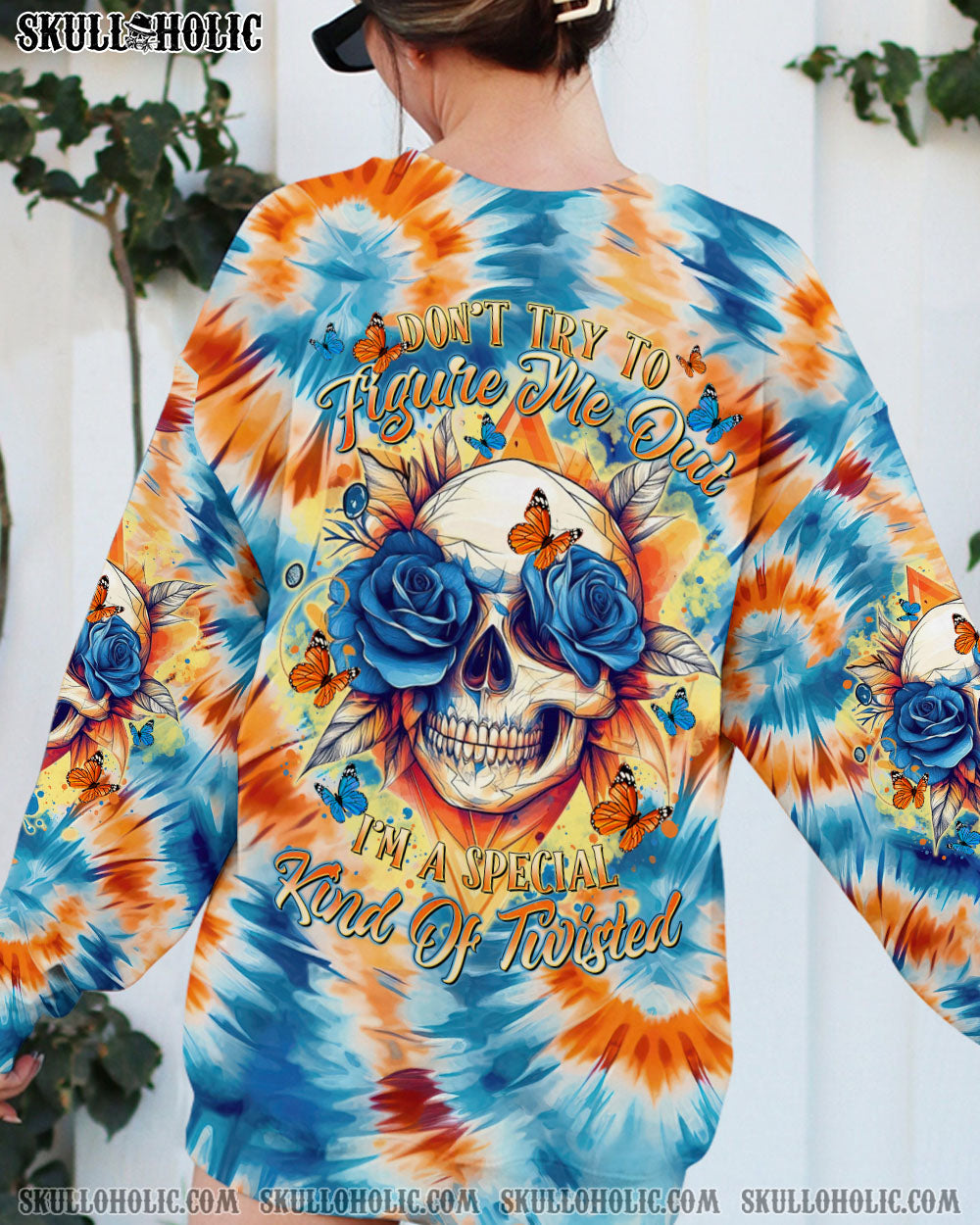 BLISSCORNERS DON'T TRY TO FIGURE ME OUT SKULL FLOWER TIE DYE ALL OVER PRINT -  TLTR1911241