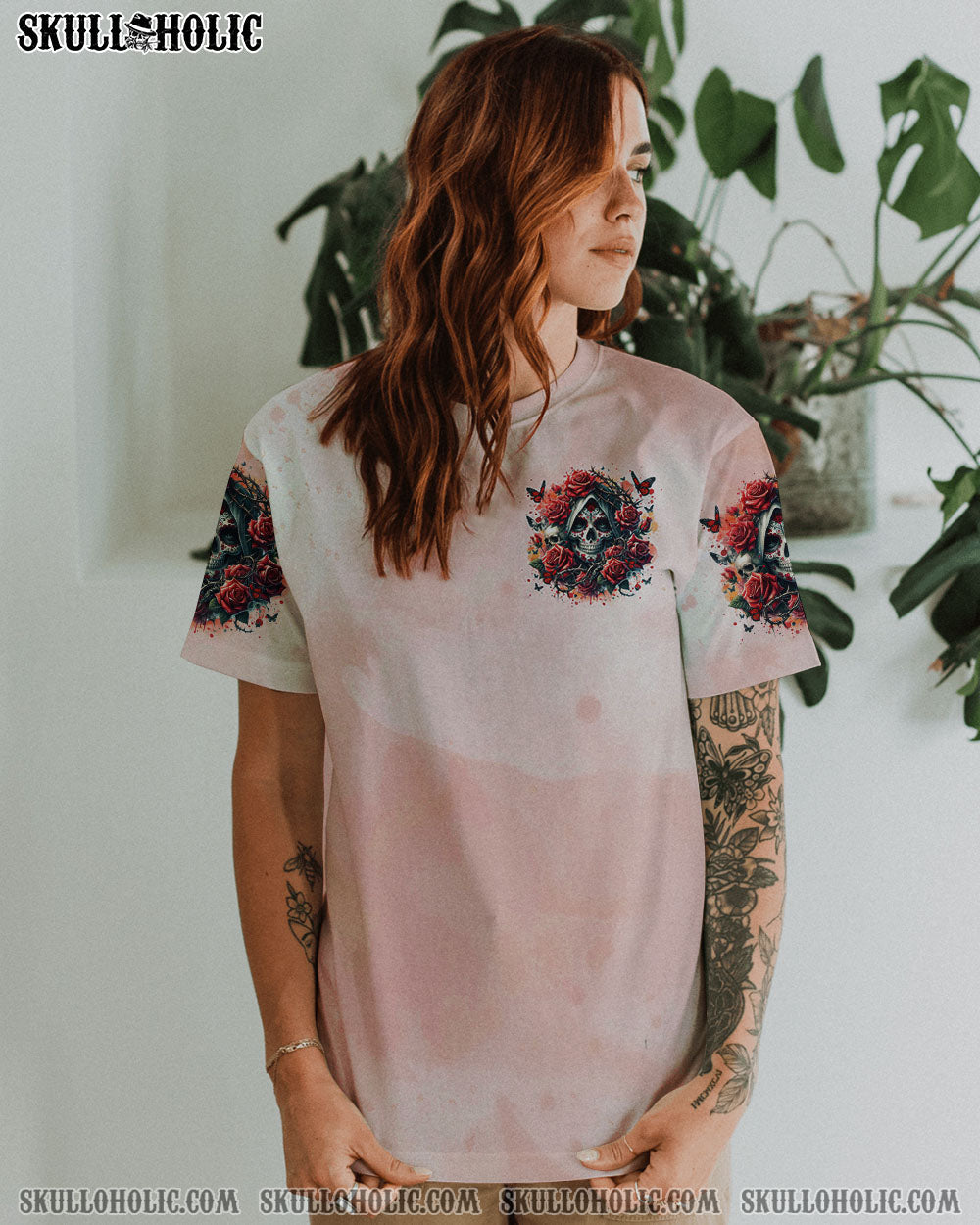 BLISSCORNERS THE GOOD GIRL IN ME SUGAR SKULL ROSE ALL OVER PRINT