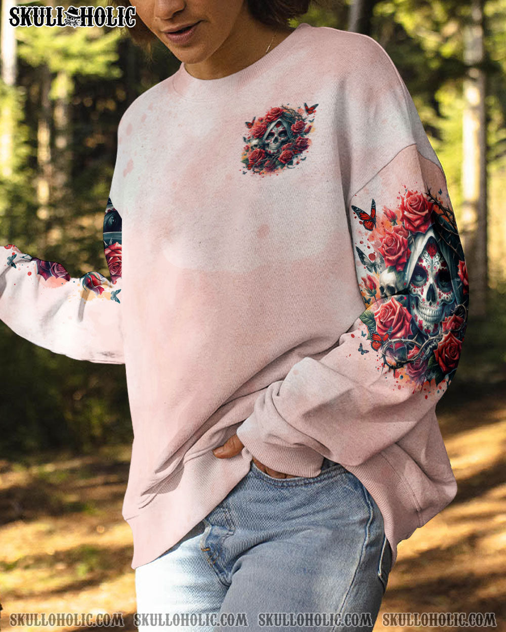 BLISSCORNERS THE GOOD GIRL IN ME SUGAR SKULL ROSE ALL OVER PRINT