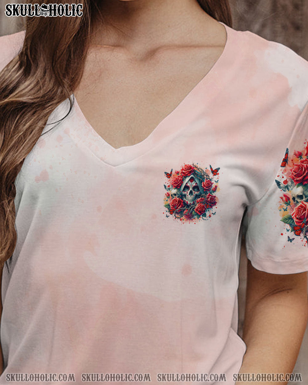 BLISSCORNERS THE GOOD GIRL IN ME SUGAR SKULL ROSE ALL OVER PRINT