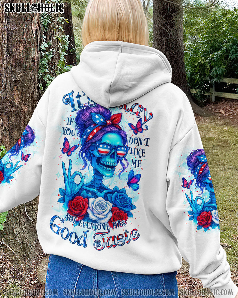 BLISSCORNERS THE GOOD GIRL IN ME SKELETON MESSY BUN ALL OVER PRINT