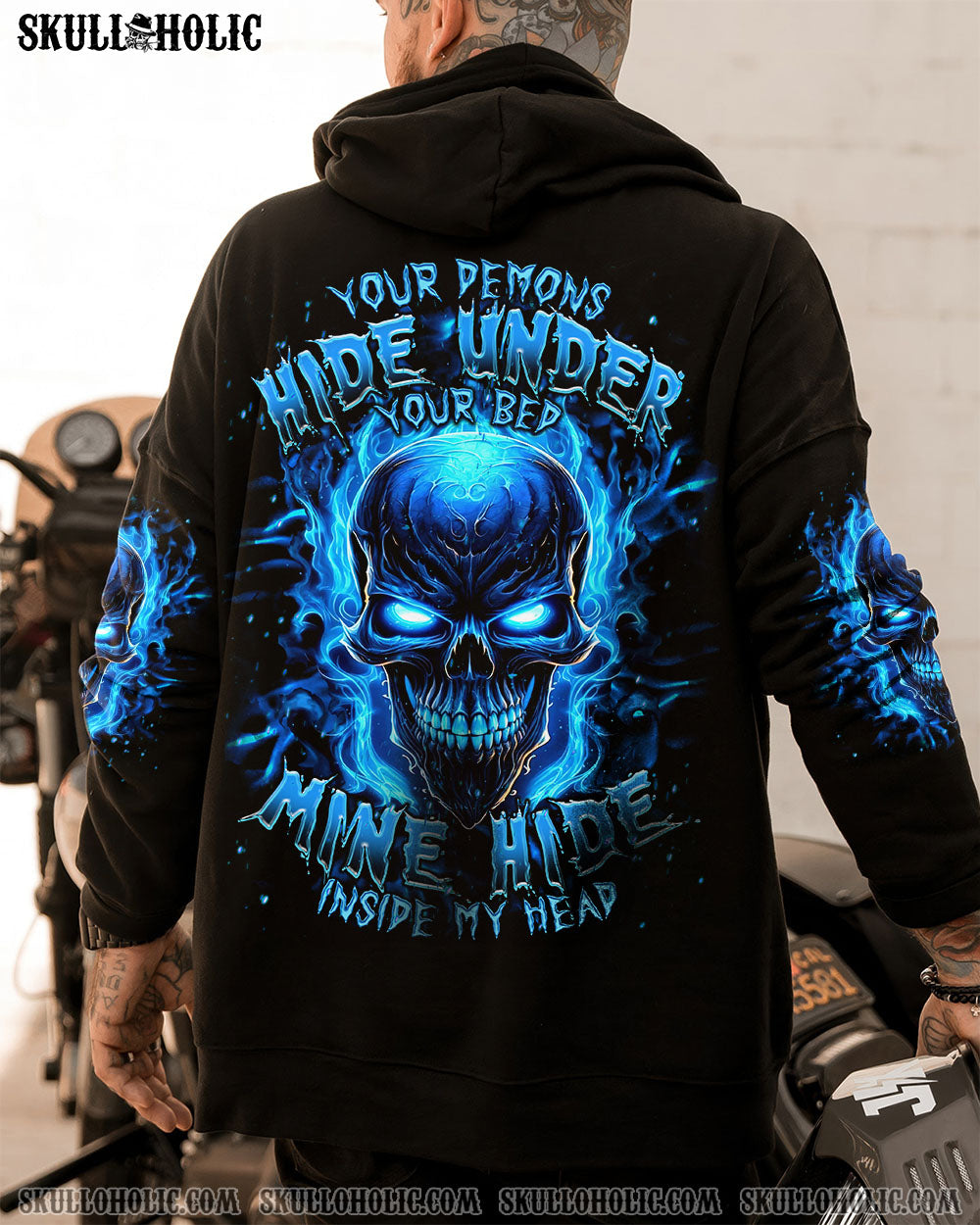 BLISSCORNERS YOUR DEMONS HIDE UNDER YOUR BED SKULL ALL OVER PRINT