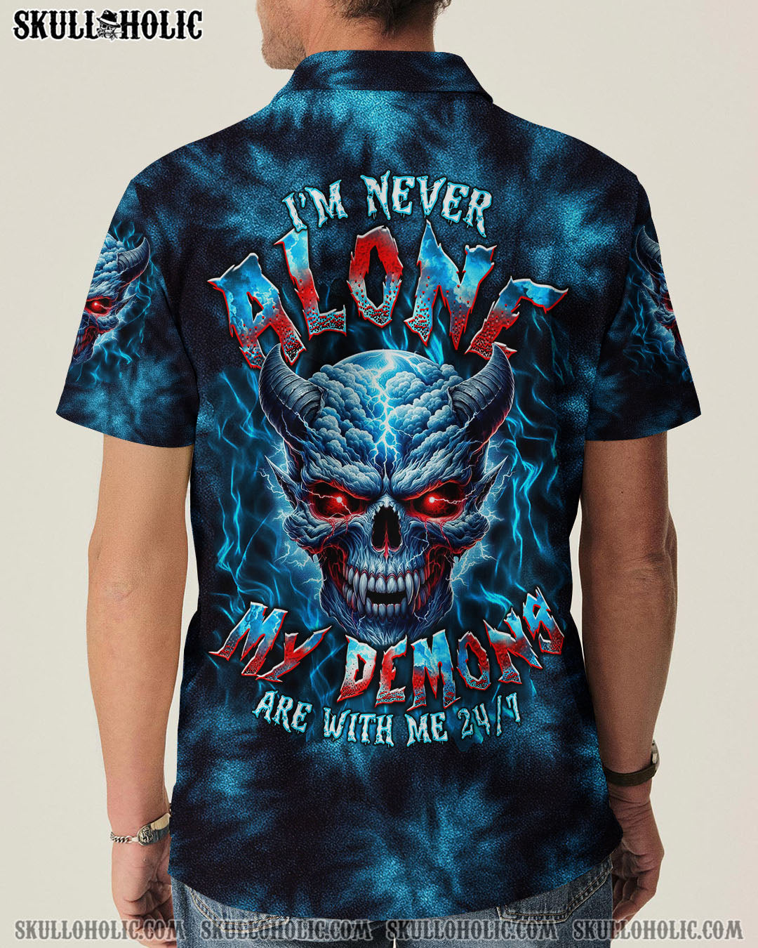 BLISSCORNERS I'M NEVER ALONE SKULL DEMON TIE DYE  ALL OVER PRINT