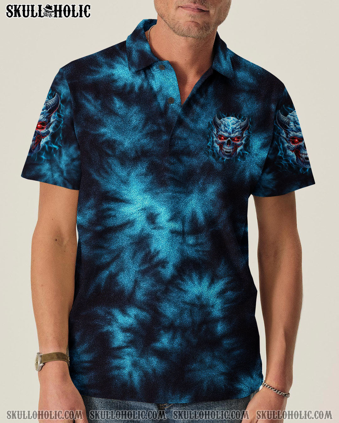 BLISSCORNERS I'M NEVER ALONE SKULL DEMON TIE DYE  ALL OVER PRINT