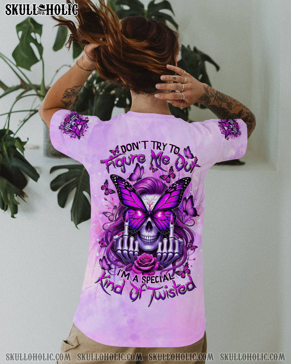 BLISSCORNERS DON'T TRY TO FIGURE ME OUT SKULL LADY ALL OVER PRINT