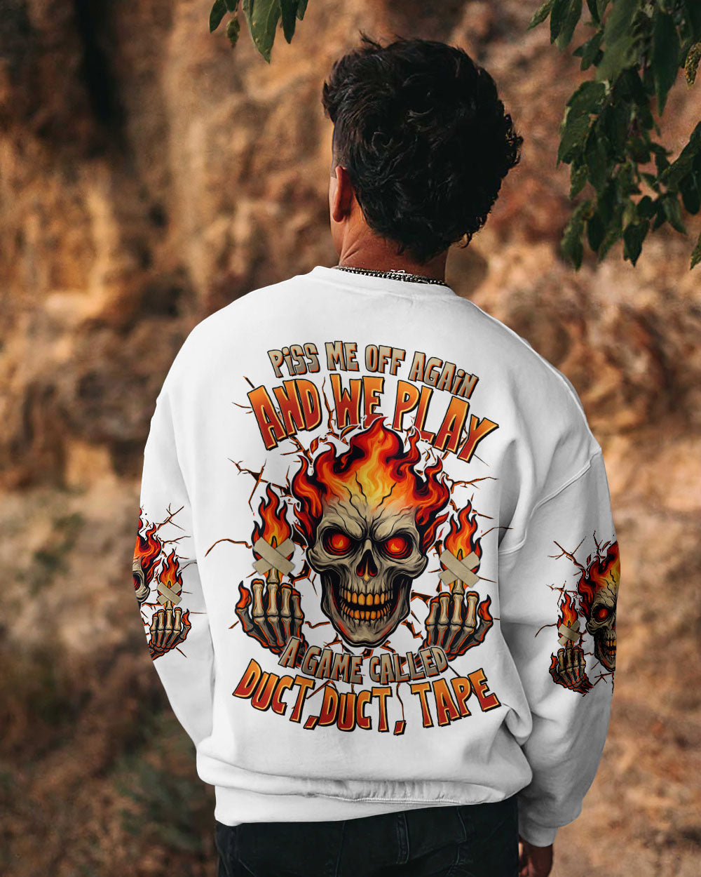 BLISSCORNERS PISS ME OFF AGAIN FIRE SKULL ALL OVER PRINT