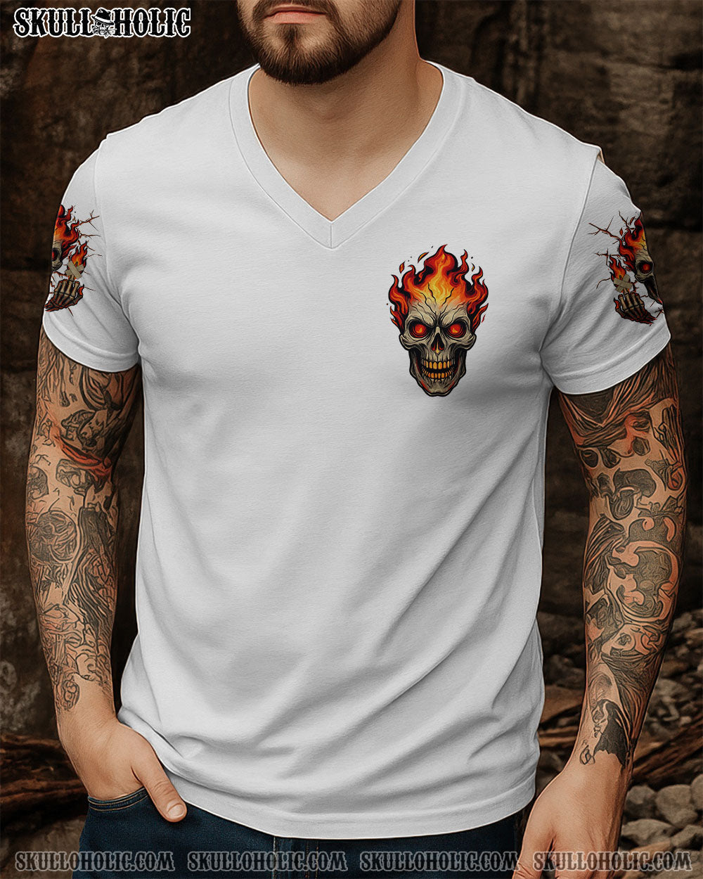 BLISSCORNERS PISS ME OFF AGAIN FIRE SKULL ALL OVER PRINT