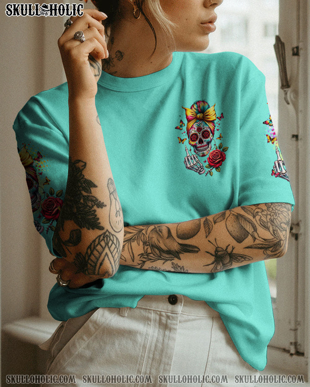BLISSCORNERS YES I'M A B BUT NOT YOURS MESSY BUN ROSE ALL OVER PRINT