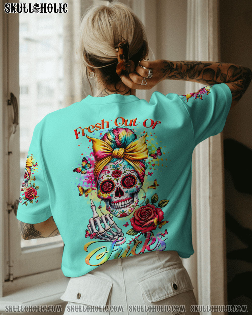 BLISSCORNERS YES I'M A B BUT NOT YOURS MESSY BUN ROSE ALL OVER PRINT