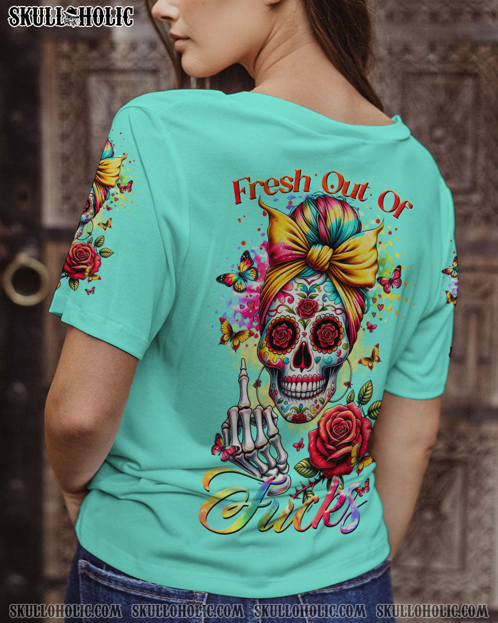 BLISSCORNERS YES I'M A B BUT NOT YOURS MESSY BUN ROSE ALL OVER PRINT