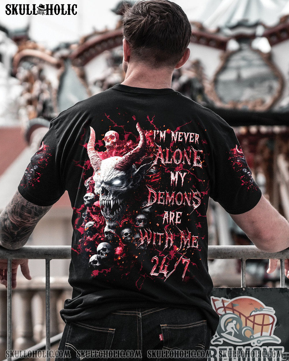 BLISSCORNERS I'M NEVER ALONE MY DEMONS ARE WITH ME 24/7 ALL OVER PRINT