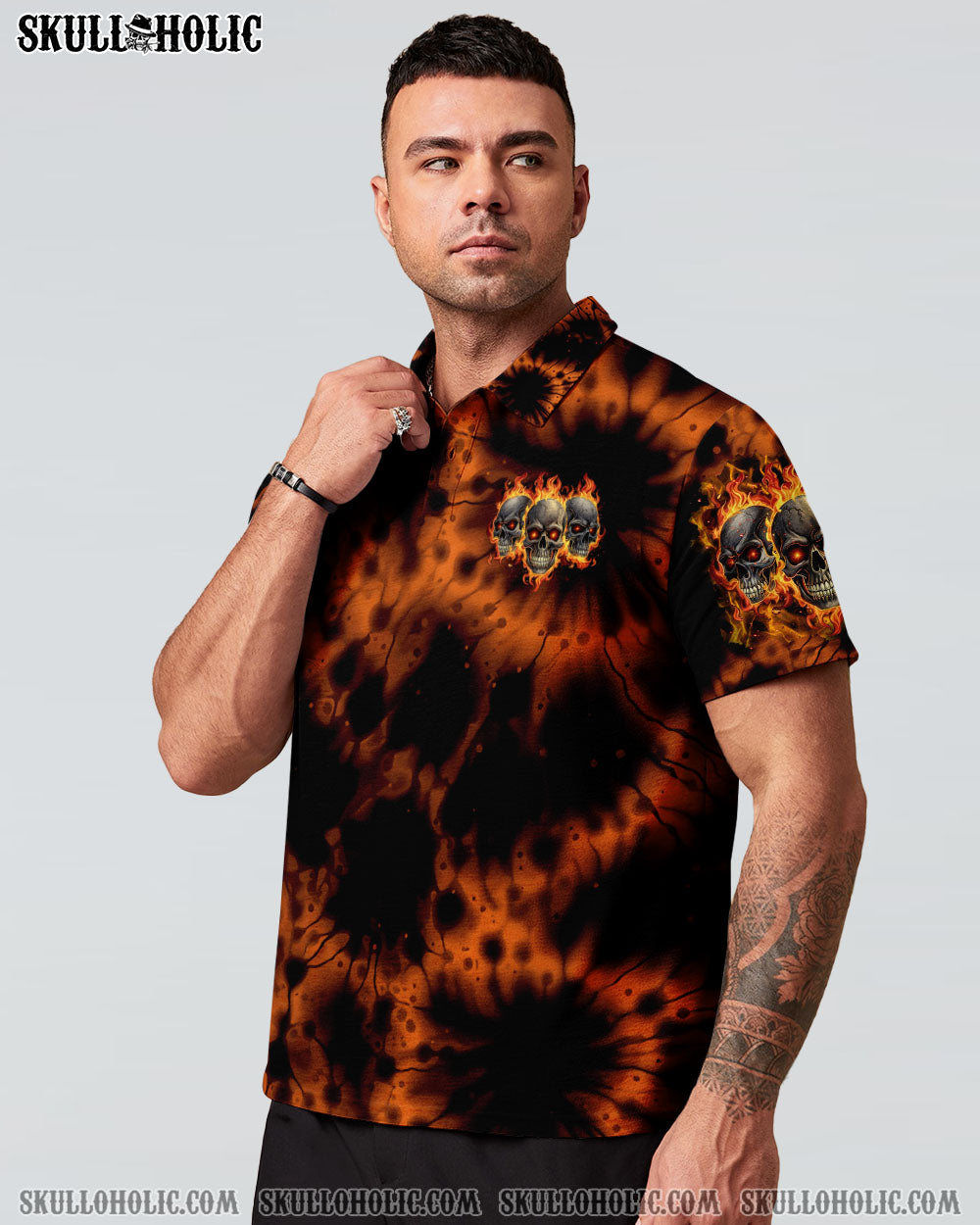 BLISSCORNERS I HAVE 3 SIDES 3 SKULLS TIE DYE ALL OVER PRINT