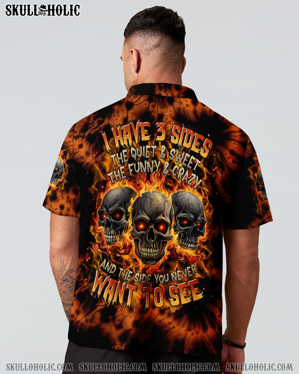 BLISSCORNERS I HAVE 3 SIDES 3 SKULLS TIE DYE ALL OVER PRINT