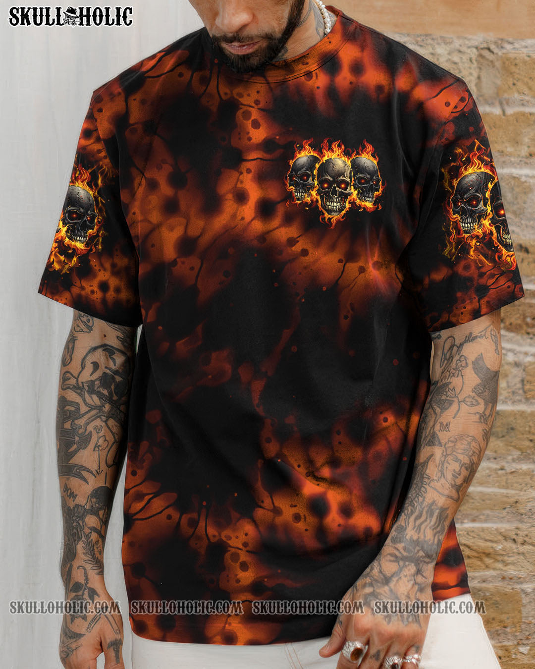 BLISSCORNERS I HAVE 3 SIDES 3 SKULLS TIE DYE ALL OVER PRINT