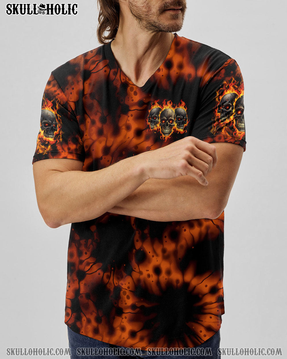 BLISSCORNERS I HAVE 3 SIDES 3 SKULLS TIE DYE ALL OVER PRINT