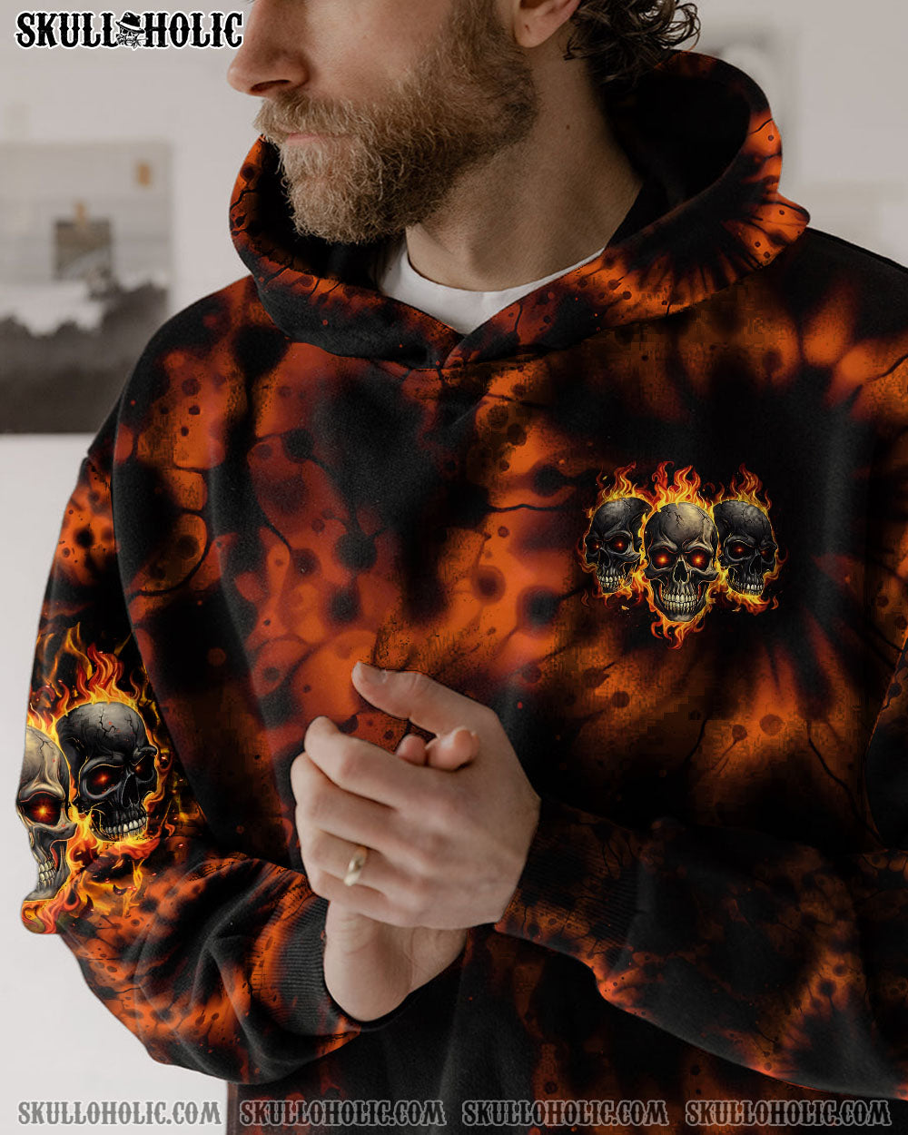BLISSCORNERS I HAVE 3 SIDES 3 SKULLS TIE DYE ALL OVER PRINT