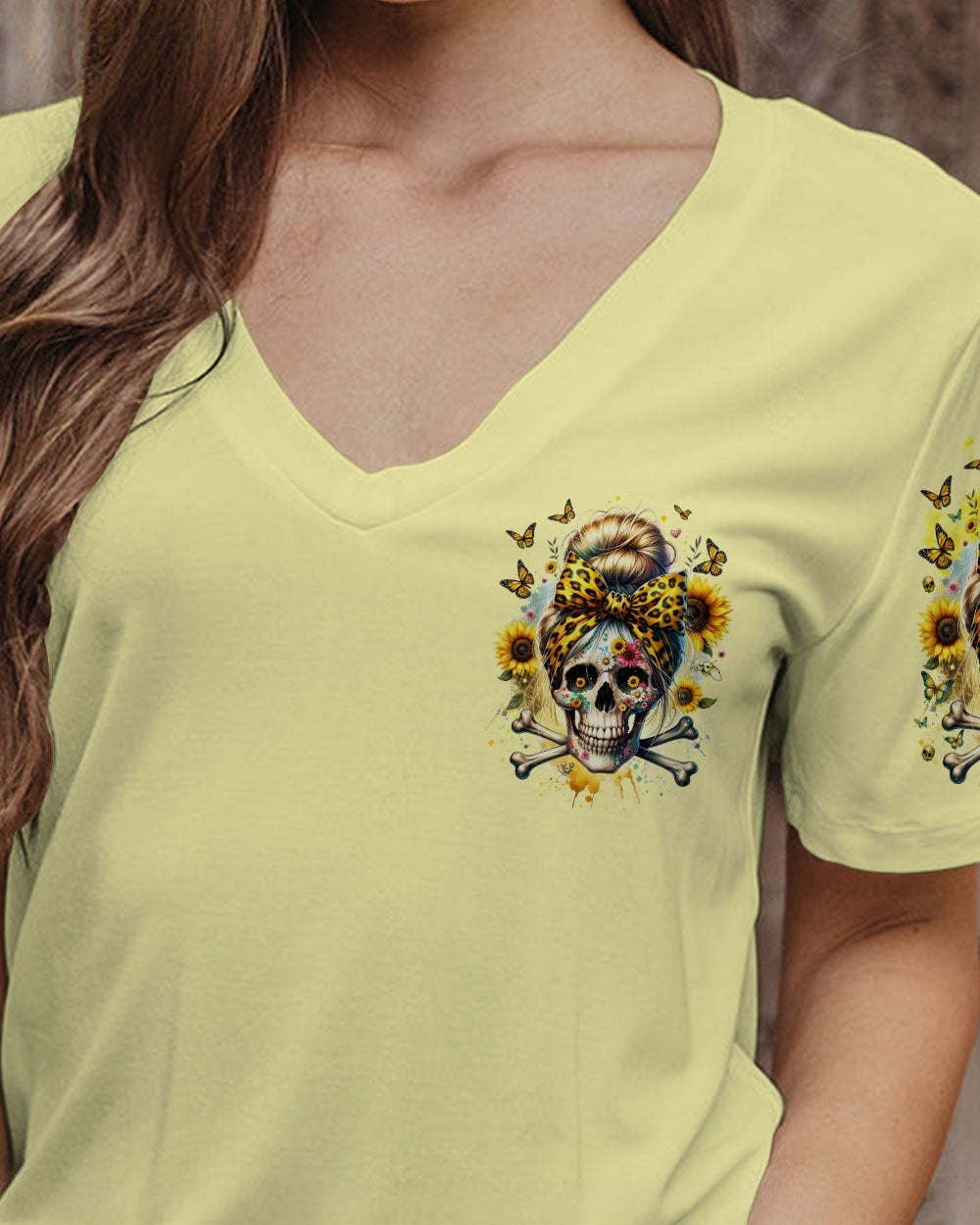 BLISSCORNERS LOVES SKULLS AND HAS TATTOOS MESSY BUN ALL OVER PRINT