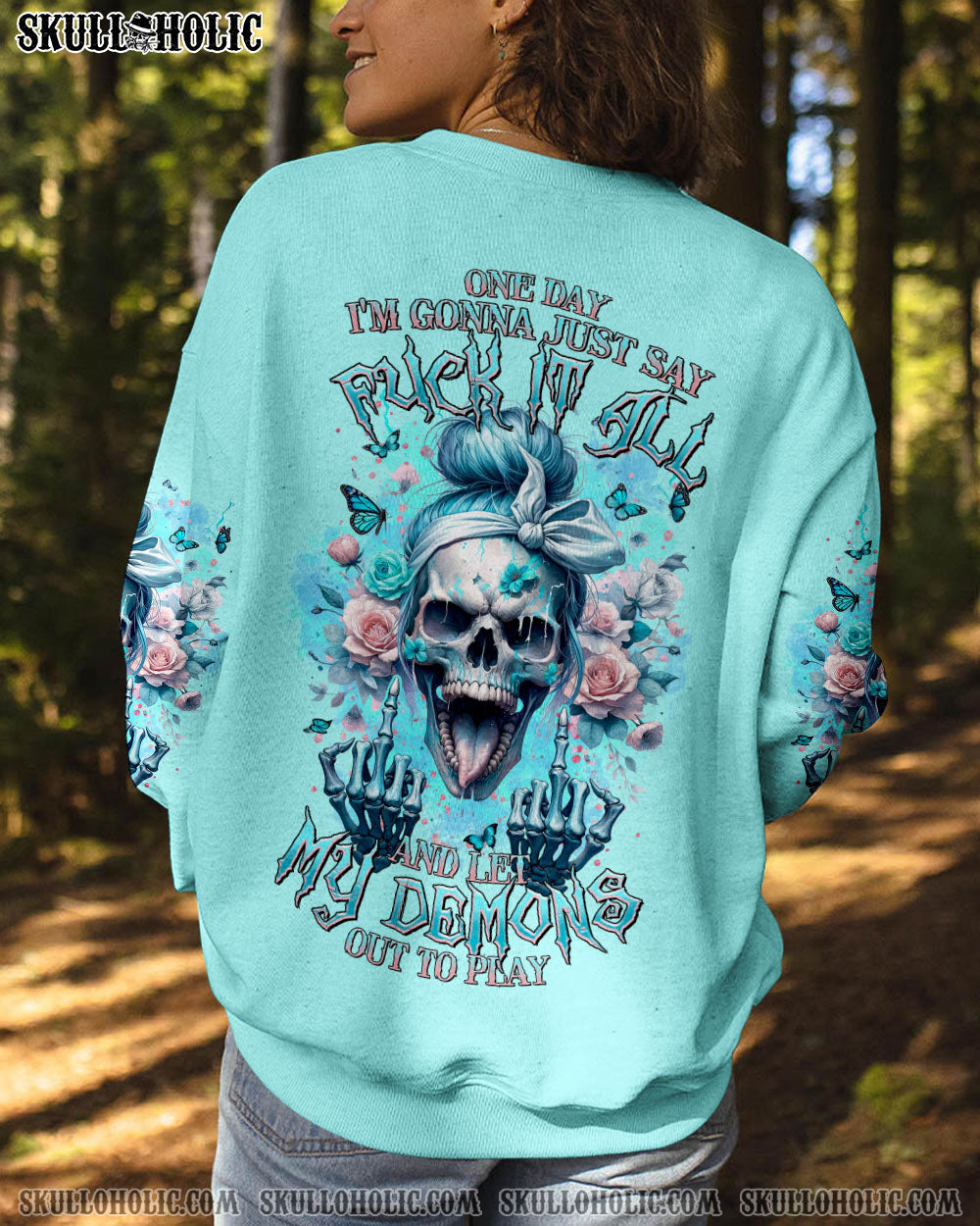 BLISSCORNERS SHE IS SUNSHINE SKULL MESSY BUN TIE DYE ALL OVER PRINT